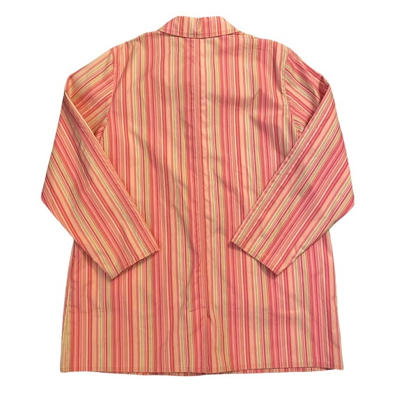 L.L. Bean car coat mackintosh pink stripe L Petite - Picture 2 of 13